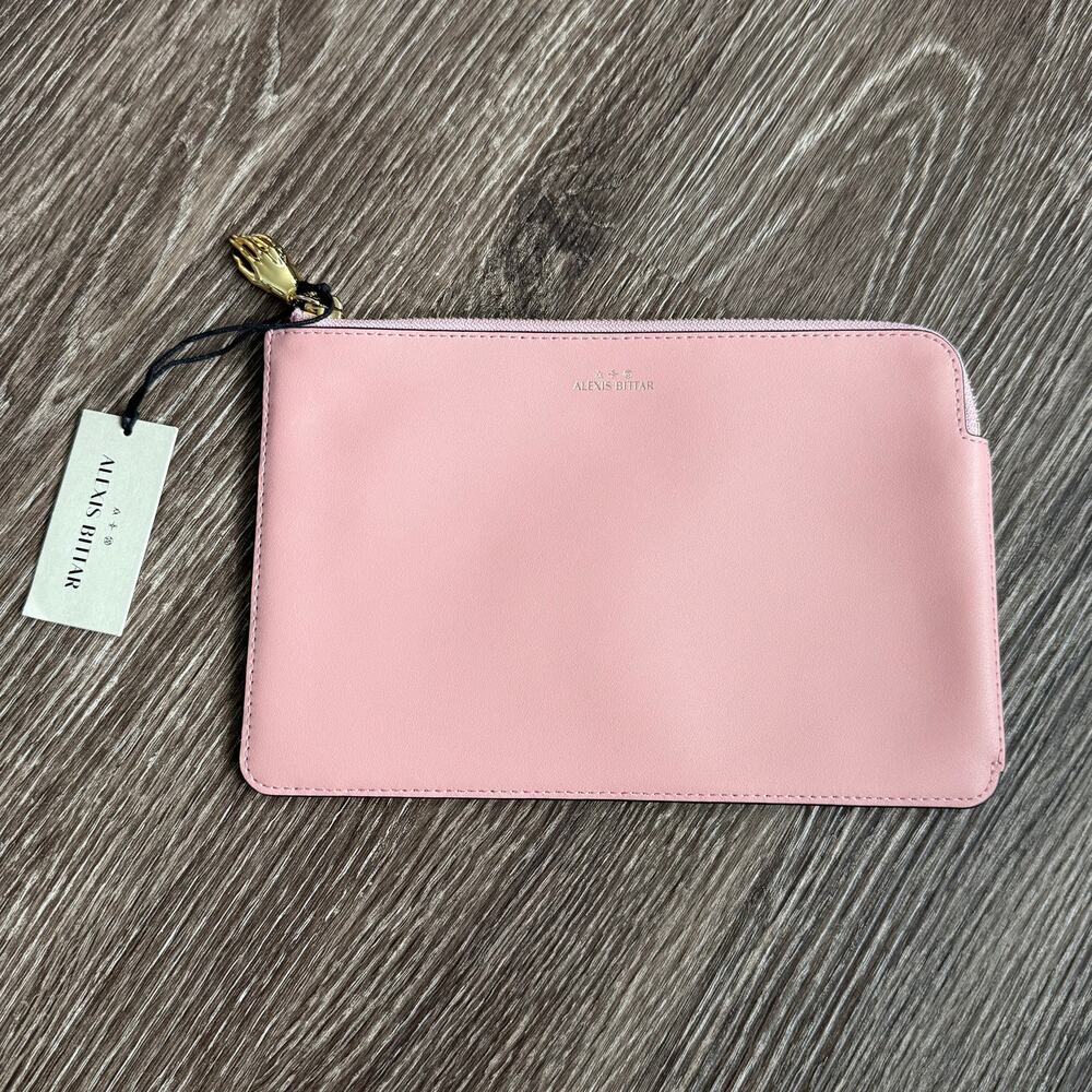 Alexis Bittar In My Dreams Large Zip Pouch Color Block Gold Plated Hand Charm